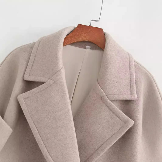 LVSANW SAW Fashionable Simple Loose-Fit Woolen Coat Jacket Extended Soft Texture Cross-Border European And American Style