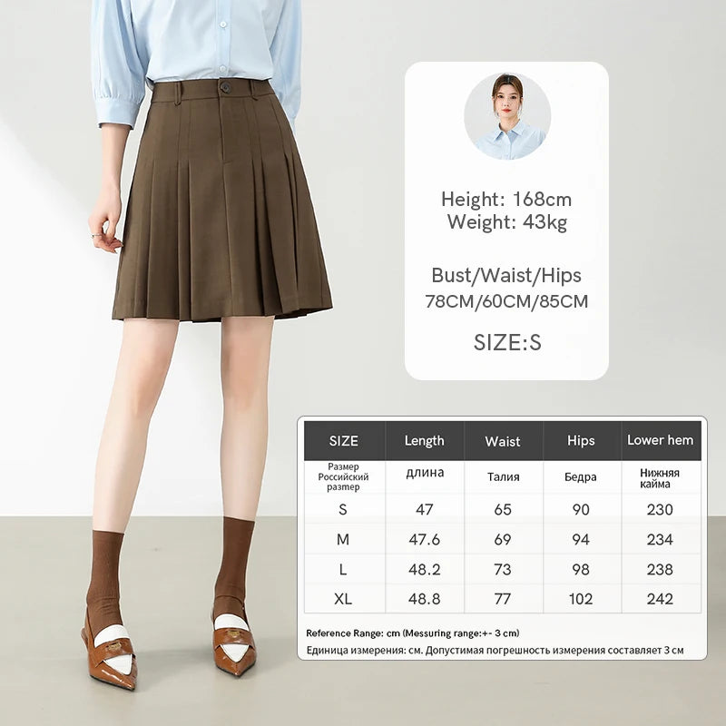 LVSANW SENTUBILA Women Preppy Pleated Mini Skirt Female 2024 Summer Fashion Commute Solid Loose A-line Skirt Womans Clothing 142Q54864