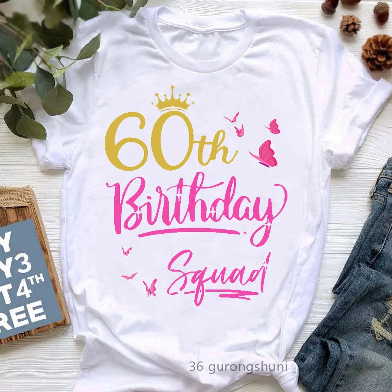 LVSANW Sassy And Fabulous With 40 Graphic Print T-Shirt Women Fashion Crown Lips Tshirt Femme Happy Birthday To Me T Shirt Female Tops