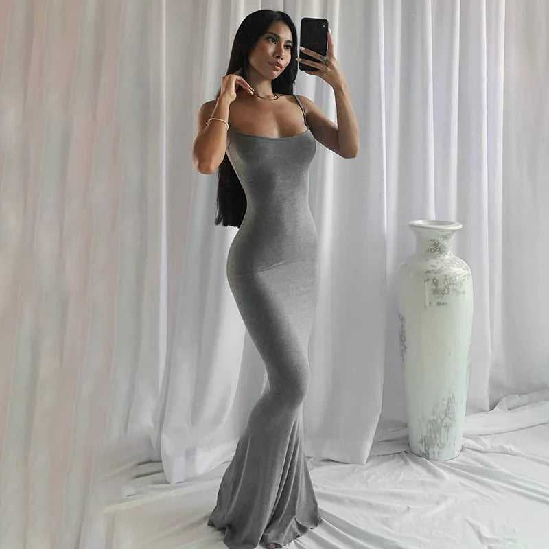 LVSANW Satin Slip Sleeveless Backless Maxi Dress Women 2024 Y2K Summer Bodycon Elegant Sexy Outfits Ladies Birthday Party Club Sundress