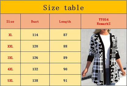 LVSANW Plus-size spring and summer new women's casual fashion cardigan long-sleeved jacket, plus-size women's clothing