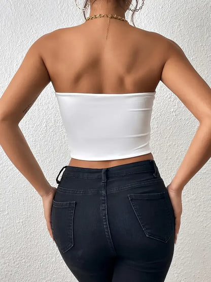 LVSANW Sexy Bodycon Crop Tube Top, Solid Stretchy Tube Top, Casual Every Day Tops, Women's Clothing