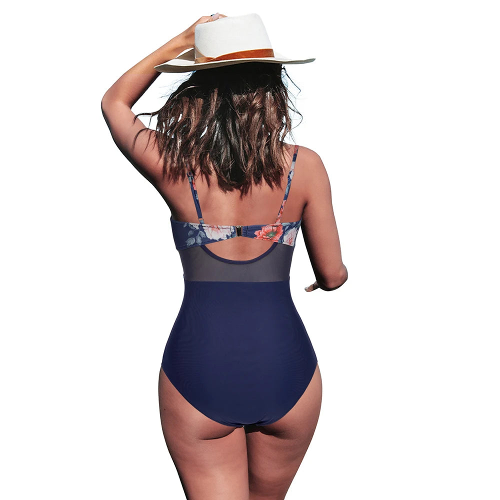 LVSANW Sexy One Piece Swimsuit Women V Neck  Backless Swimwear Female Push Up Bathers Bathing Suits Monokini Beachwear for Women 2024