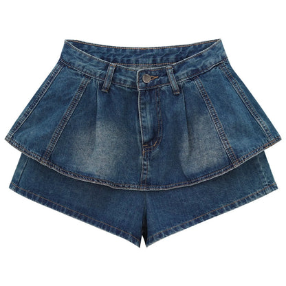 LVSANW Sexy Ruffles Women Denim Skirts Y2k Fashion Korean High Waist Mini Skirts Summer Blue Retro Causal Female Jeans Skirts