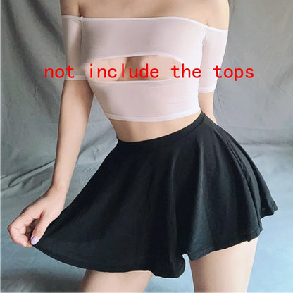 LVSANW Sexy Skirt Solid Color Ice Silk Lotus Leaf Pendulum Transparent Nightclub Party Mini Skirts Womens Jupe Femme Faldas Korean