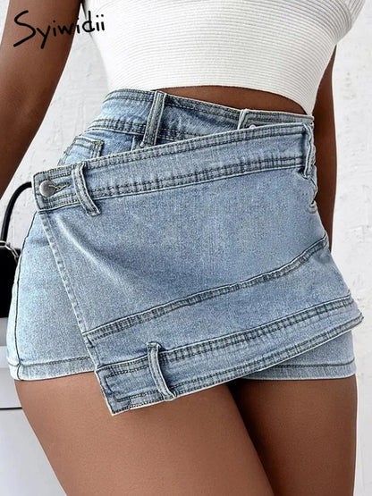 LVSANW Sexy Slimming Irregular High Waist Womens Denim Shorts 2024 New Summer European and American Style Jeans Streetwear Denim Shorts