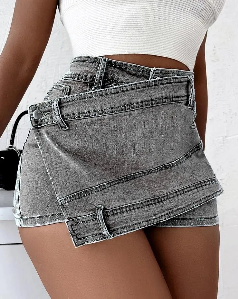 LVSANW Sexy Slimming Irregular High Waist Womens Denim Shorts 2024 New Summer European and American Style Jeans Streetwear Denim Shorts