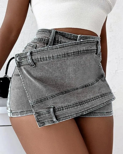 LVSANW Sexy Slimming Irregular High Waist Womens Denim Shorts 2024 New Summer European and American Style Jeans Streetwear Denim Shorts