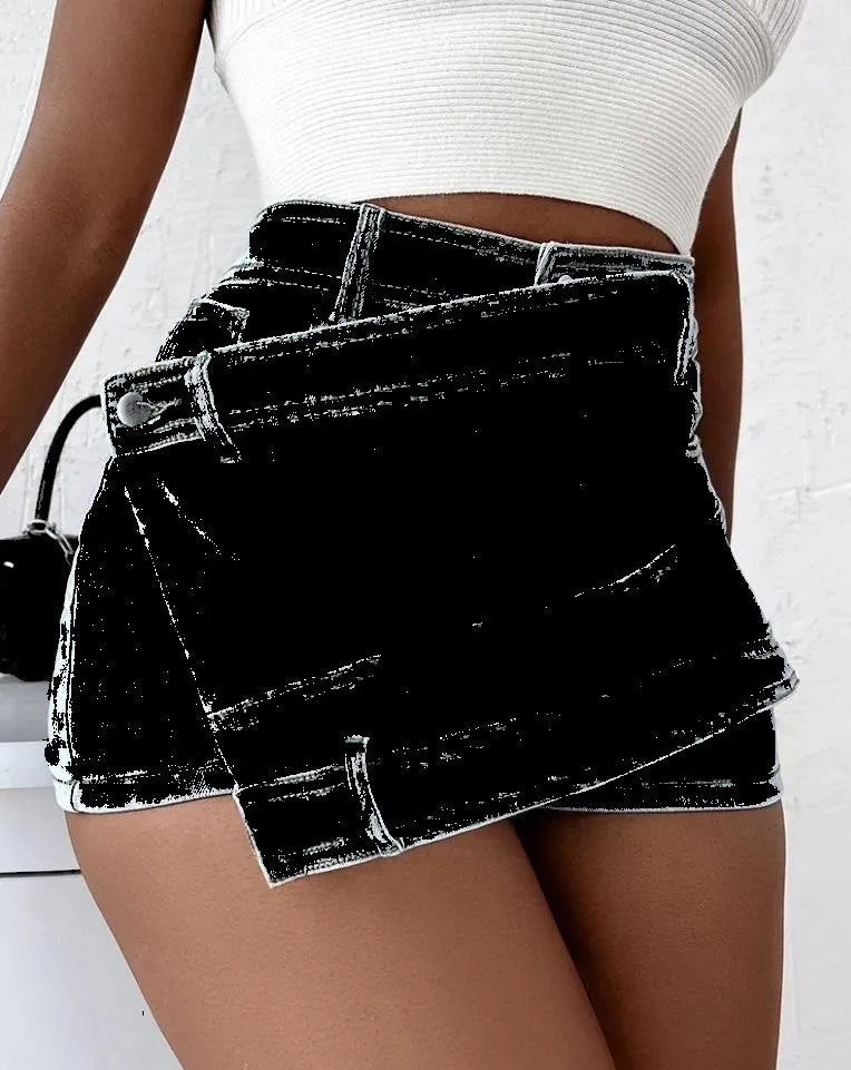 LVSANW Sexy Slimming Irregular High Waist Womens Denim Shorts 2024 New Summer European and American Style Jeans Streetwear Denim Shorts