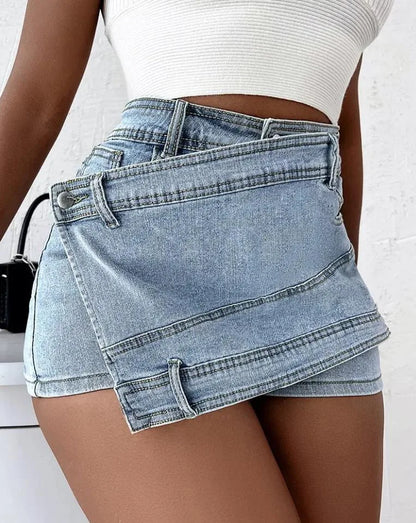 LVSANW Sexy Slimming Irregular High Waist Womens Denim Shorts 2024 New Summer European and American Style Jeans Streetwear Denim Shorts