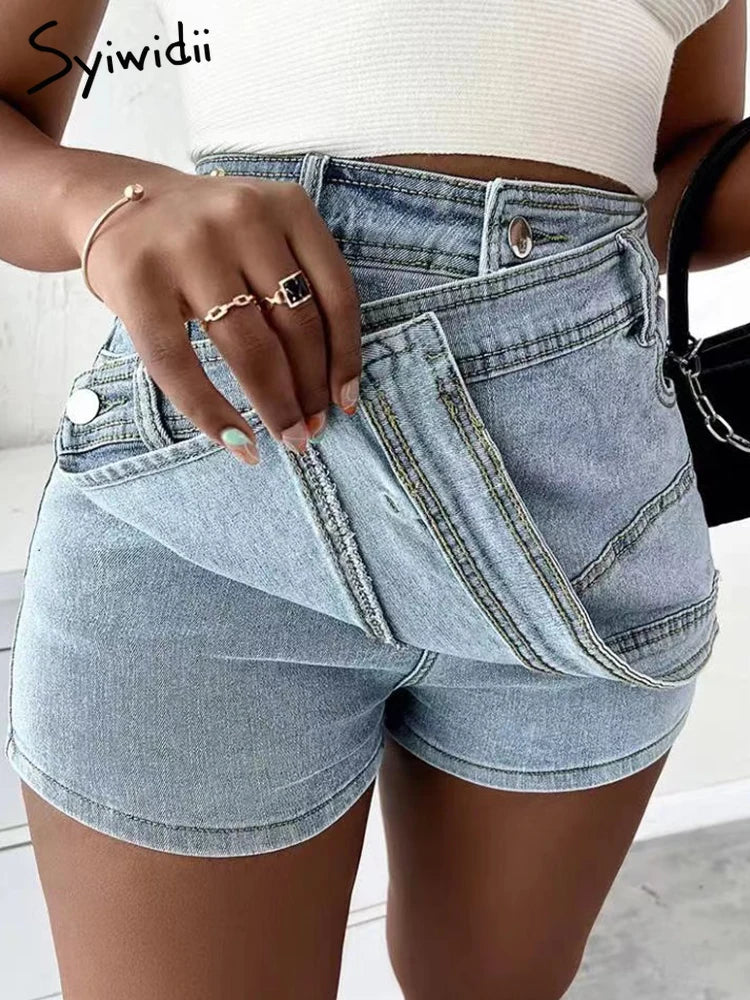 LVSANW Sexy Slimming Irregular High Waist Womens Denim Shorts 2024 New Summer European and American Style Jeans Streetwear Denim Shorts