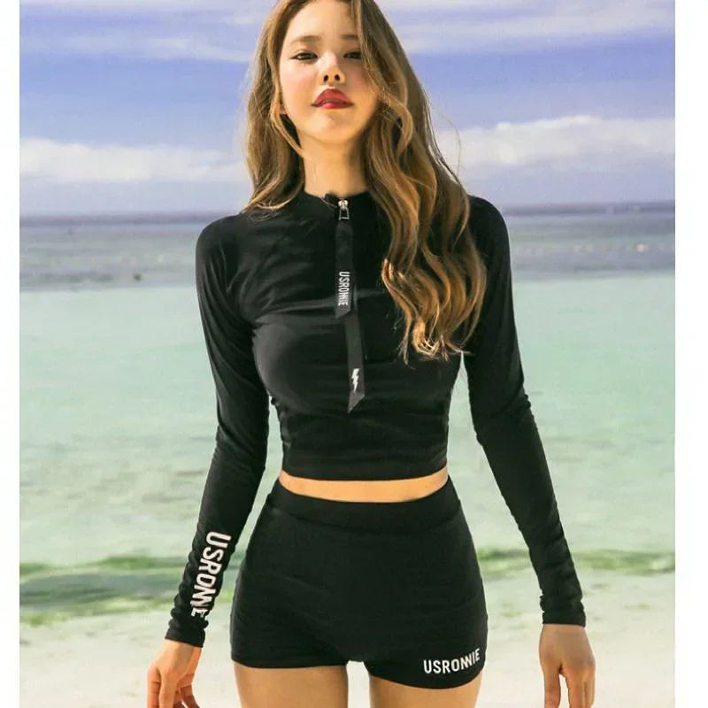 LVSANW Sexy Swimsuit Swimwear Women Two piece Swimsuit For Bathing Suit High Waist Bikini Set Push Up Swimwear Long sleeve Female Swim