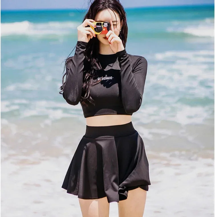 LVSANW Sexy Swimsuit Swimwear Women Two piece Swimsuit For Bathing Suit High Waist Bikini Set Push Up Swimwear Long sleeve Female Swim