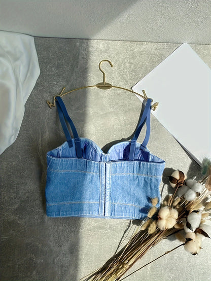 LVSANW Sexy denim suspender vest top