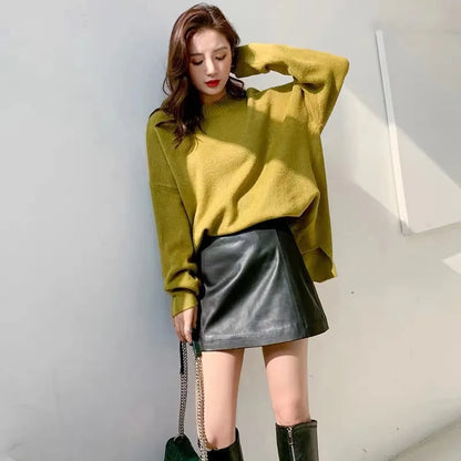 LVSANW Sheepskin Leather Skirt Women 2024 Fashion New High Waist Skirt Spring Autumn Slim Mini Skirt Genuine Leather Shorts Boots Y2k