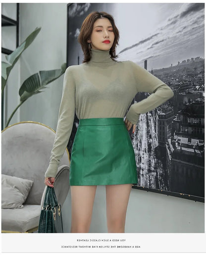 LVSANW Sheepskin Leather Skirt Women 2024 Fashion New High Waist Skirt Spring Autumn Slim Mini Skirt Genuine Leather Shorts Boots Y2k