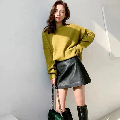 LVSANW Sheepskin Leather Skirt Women 2024 Fashion New High Waist Skirt Spring Autumn Slim Mini Skirt Genuine Leather Shorts Boots Y2k