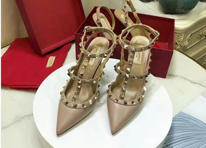 LVSANW Shoes Woman 2024 trend Women's Gladiator Sandals Summer Rivet High Heels Pointed Toe Luxury Elegant Designer Party Ladies Shoes