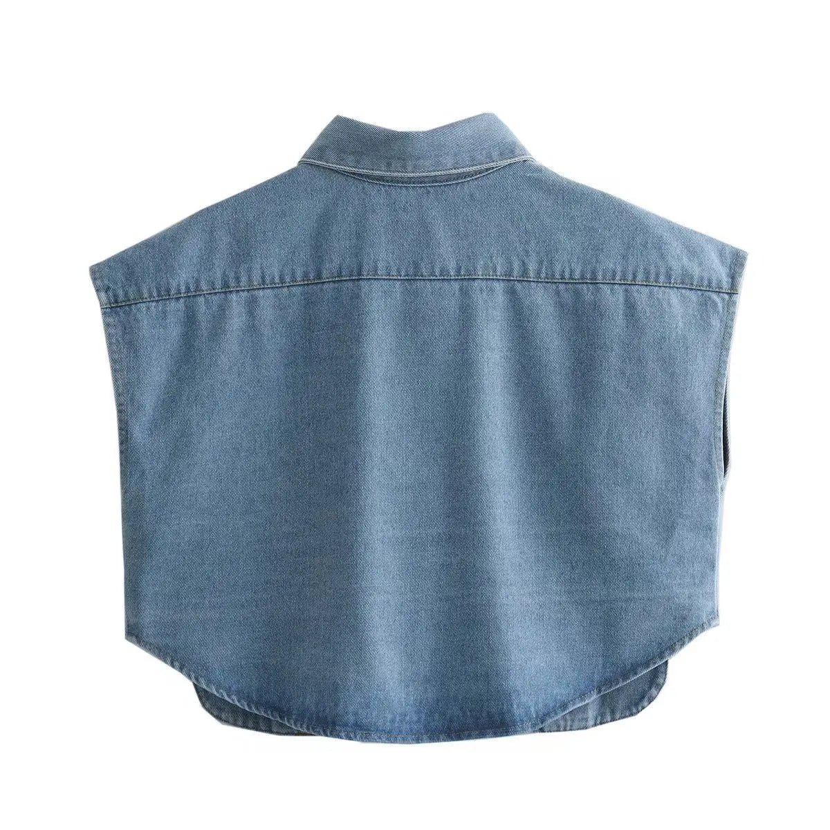 LVSANW Sleeveless Women's Vest 2024 New Summer Denim Waistcoat Fashion Casual Short Jackets Fashion Pocket Slim Jean Coats