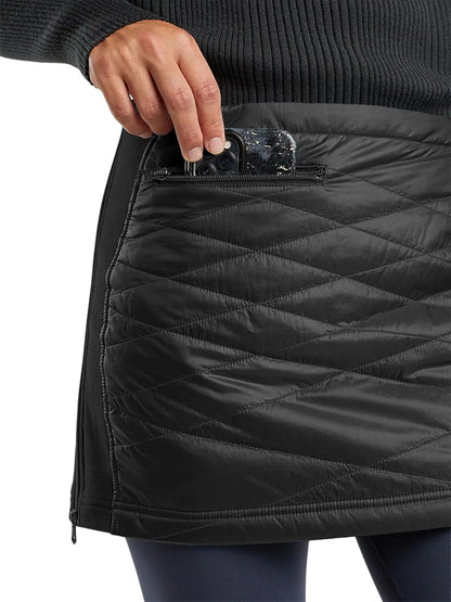 LVSANW Solid Puffer Quilted Y2k Mini Skirt Winter Outdoor Women Clothing Zipper Insulated Skirts For Hiking Running Golf with Pockets