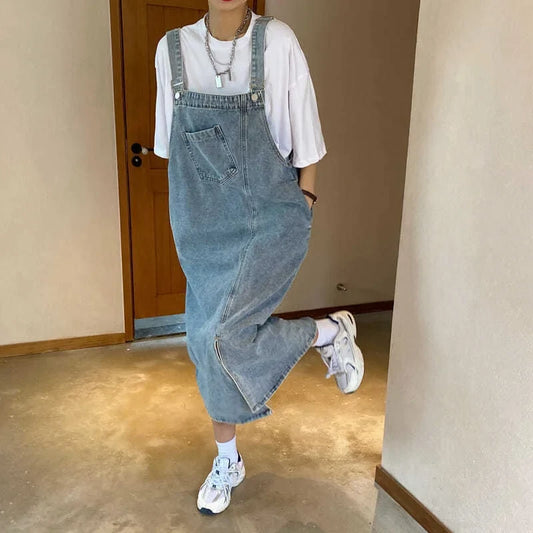 LVSANW Spring Summer Denim Overall Dress Women Sleeveless Jeans Dresses Fashion Female Solid Slip Casual Loose Spaghetti Strap Dresses