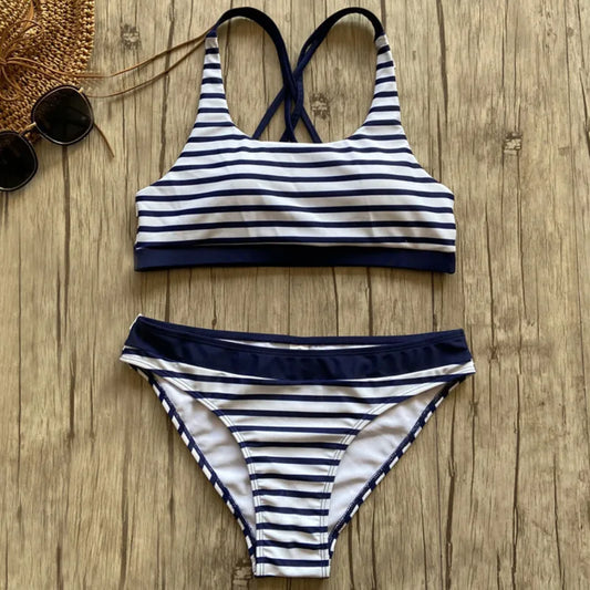 LVSANW Striped Swimsuit Bikinis Push Up Swimwear Women 2024 Beach Wear Swim Suit Brazilian Bikini Set Bathing Suit Girls Swimming Suits