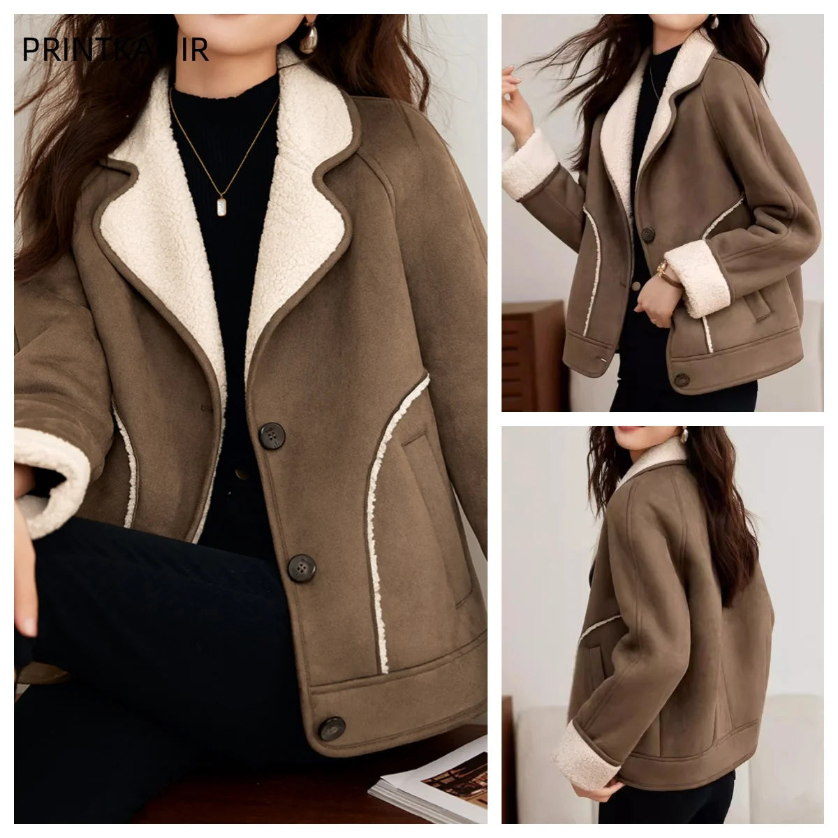 LVSANW Suede Imitation Lamb Wool Coat Winter New Thick Warm Fashion Casual Women's Coat With Cashmere Splicing