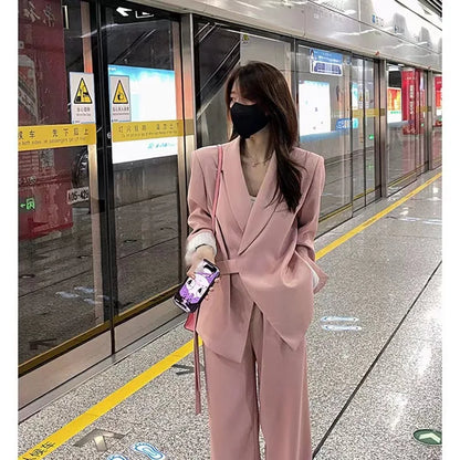 LVSANW Suit Set Women Korean Version Temperament Professional Set Loose Relaxed British Style Suit Two Piece Set 2023 New Woman Clother