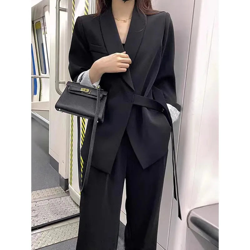 LVSANW Suit Set Women Korean Version Temperament Professional Set Loose Relaxed British Style Suit Two Piece Set 2023 New Woman Clother