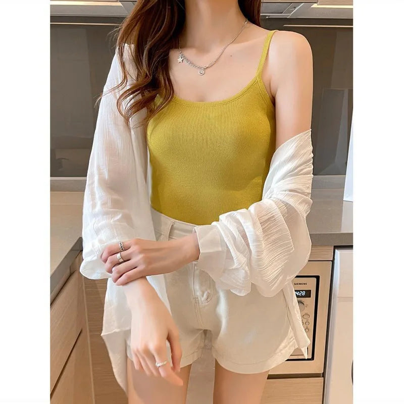 LVSANW Summer Ladies Ice Silk Sunscreen Long Sleeve Shirt New Super Fairy Air Conditioned Clothing Cardigan Thin Casual Shirt Jacket