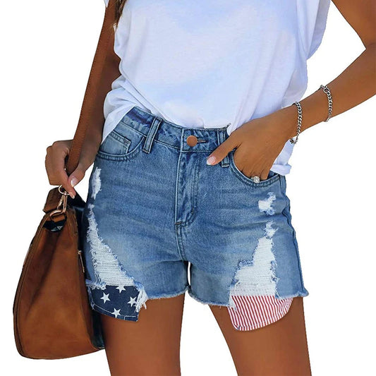 LVSANW Summer New Denim Shorts For Women, high-waisted, Slim, Ripped, Loose, Versatile, Wide-legged, A-line Hot Pants