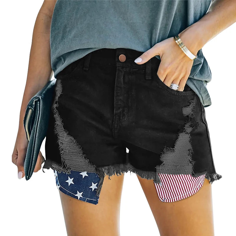 LVSANW Summer New Denim Shorts For Women, high-waisted, Slim, Ripped, Loose, Versatile, Wide-legged, A-line Hot Pants