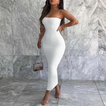 LVSANW Summer Sexy Dress Women Fashion Streetwear Sleeveless Backless Solid Bodycon Straps Dress Casual Clubwear Elegant Party Dresses