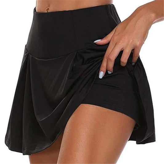 LVSANW Summer Women Sprints Tennis Dance Fitness Short Skirts Quick Drying Solid Female Lining High Waist Mini Skirts Shorts DF4987