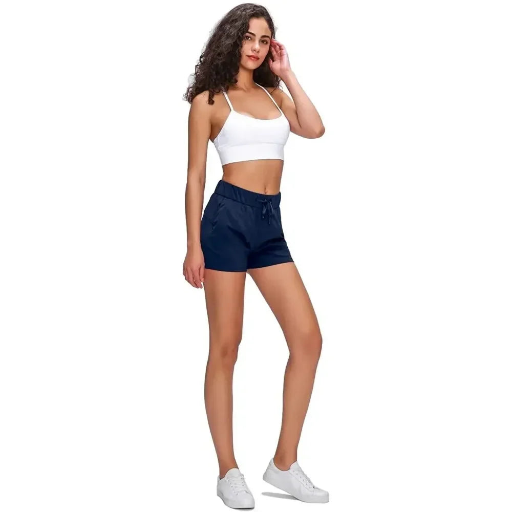 LVSANW Summer new European and American sports shorts women loose breathable lace-up yoga running fitness casual shorts