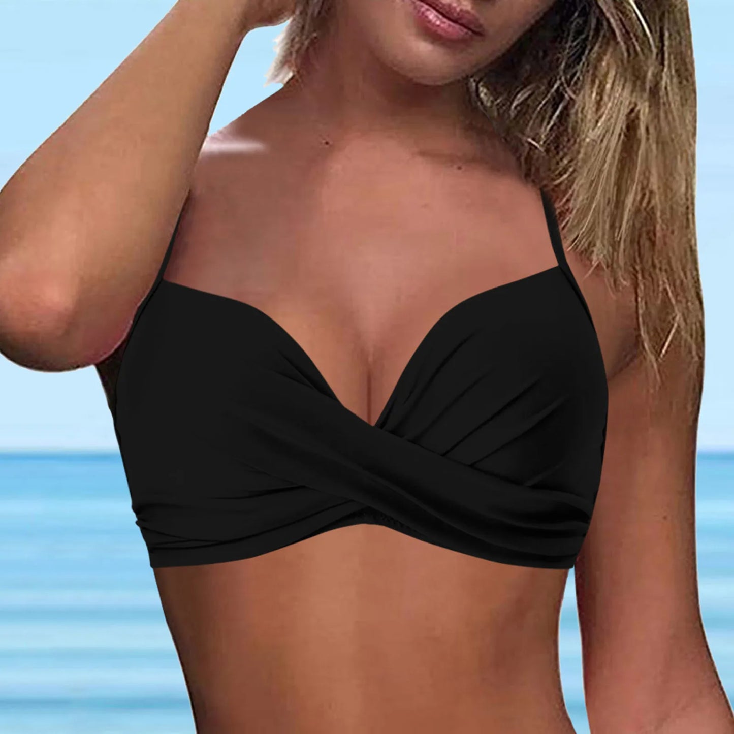 LVSANW Swimwear Womens Tops 2024 New Solid Ruffle Underwire Full Coverage Big Breast Bikinis Bras Summer Vacation Fit Split Swimsuit