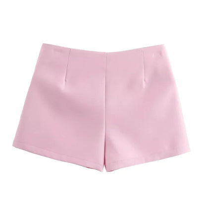 LVSANW TRAF 2024 Pink White Mini Skirt Woman Fashion Bow Skort For Women Summer Slit Short Skirt Woman Split High Waist Skirt Shorts