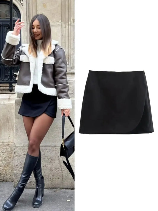 LVSANW Black Pink Sex Mini Skirt Shorts Woman High waist Shorts Women's Summer Shorts Autumn Fashion Wrap Shorts skirt