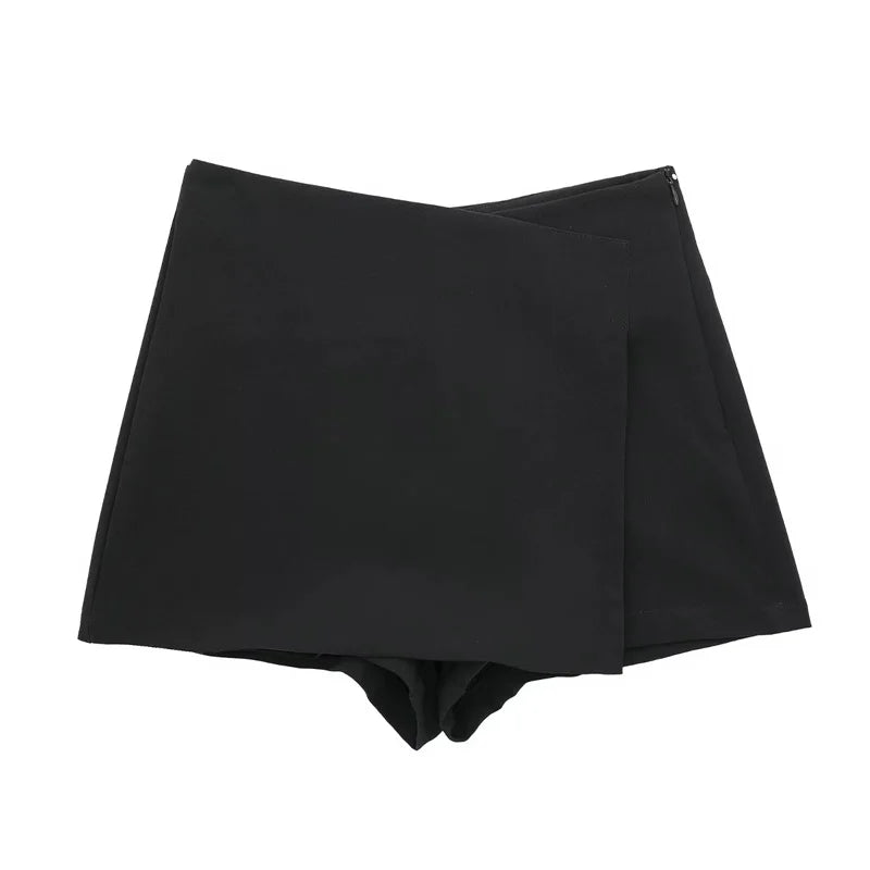 LVSANW TRAF Woman Black Mini Skirt Shorts Women Asymmetric Skort For Women High Waist Summer Skirt Woman Casual Bermuda Shorts