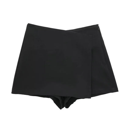 LVSANW TRAF Woman Black Mini Skirt Shorts Women Asymmetric Skort For Women High Waist Summer Skirt Woman Casual Bermuda Shorts