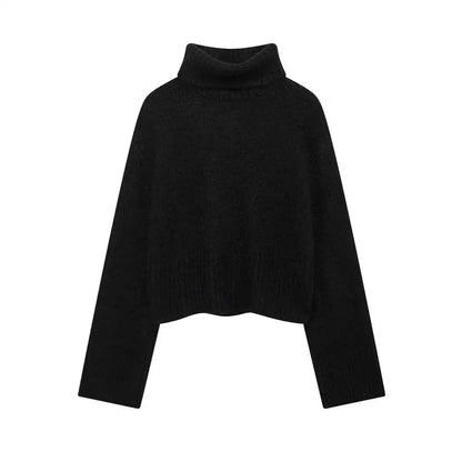 LVSANW TRAF-Women's Soft Knit Sweater, High Neck, Long Sleeve, Female Pullovers, Chic Tops, Fashion