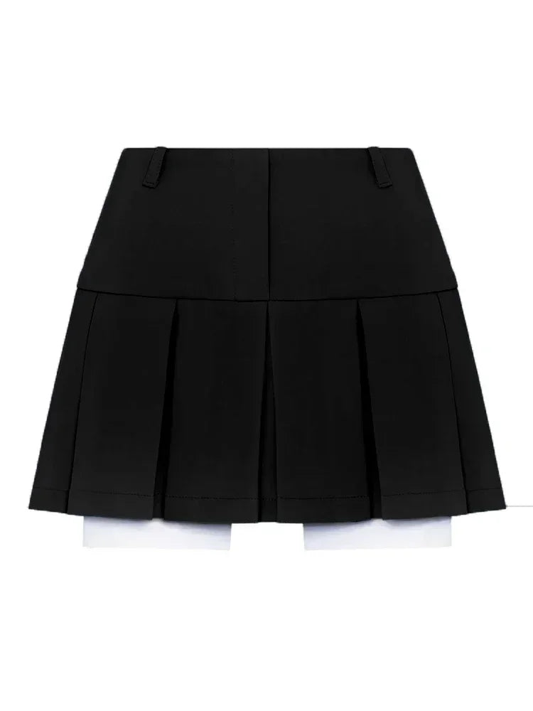 LVSANW Taruxy Casual Two Piece Sets Women's Outfits 2024 New Black Matching Sets With Skirt And Blazer Cropped Top Skirt Sets For Women