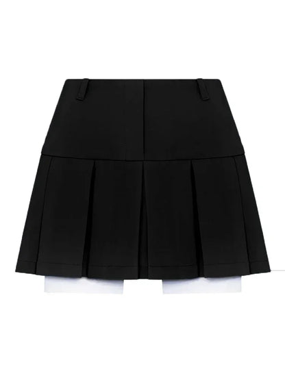 LVSANW Taruxy Casual Two Piece Sets Women's Outfits 2024 New Black Matching Sets With Skirt And Blazer Cropped Top Skirt Sets For Women