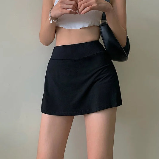 LVSANW Tennis Skirt Women High Waist Sexy Girl Tight Bag Hip Short Skirt Summer Sports Culottes split A-line Mini skirt Y2K