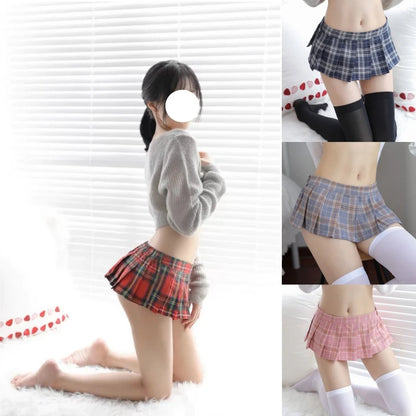 LVSANW Ultrashort Jk Skirts Plaid Cosplay Skirt Porn Summer Schoolgirl Pleated Skirts Japanese Style Women Clubwear Sexy Mini Skirt