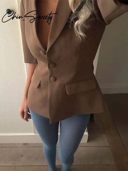 LVSANW Vintage Blazer Pants Sets Women Urban Puff Half Sleeve Sleeve Coat Pleated Wide Leg Trousers 2025 Spring Summer Office Lady Suit