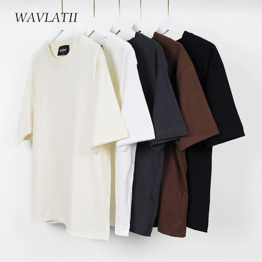 LVSANW WAVLATII Oversized Summer T shirts for Women Men Brown Casual Female Korean Streetwear Tees Unisex Basic Solid Young Cool Tops