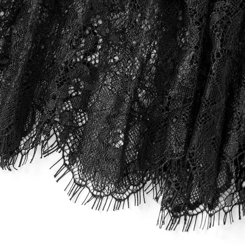 LVSANW WPNAKS Women Fashion Lace Mini Skirts Summer Clothes Mid-Rise Pleated Lace Casual Short Skirts Streetwear