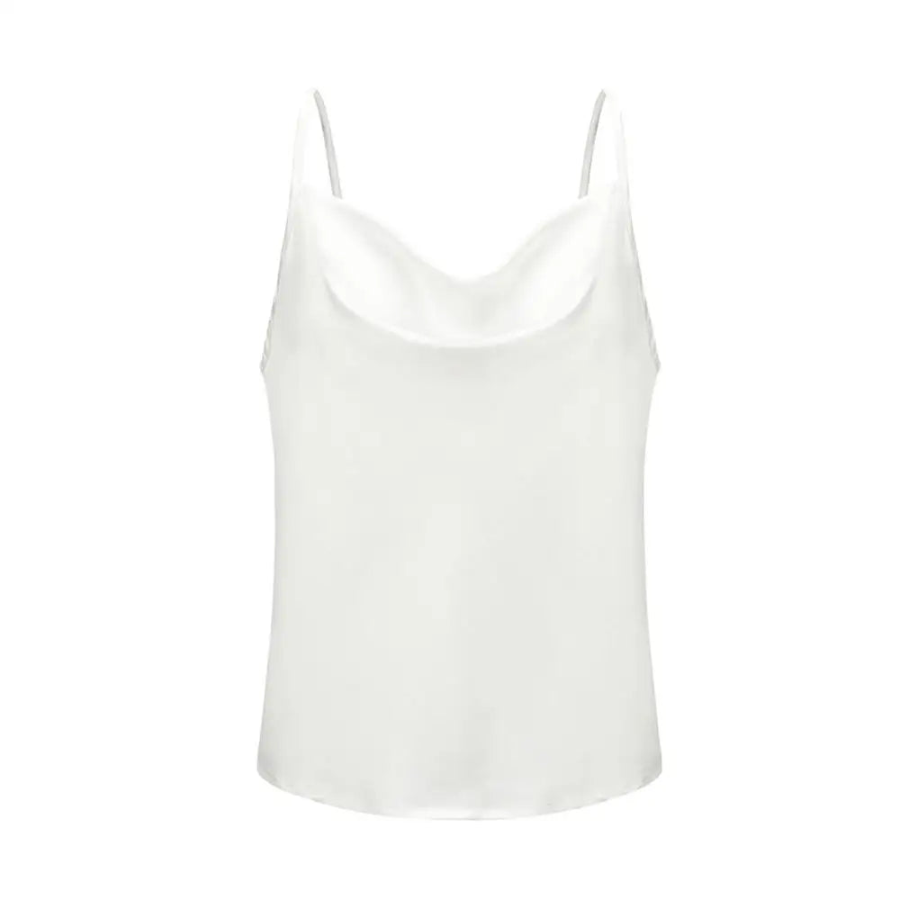 LVSANW White Basic Women Silk-Like Satin Tops Vest Summer Sexy Camis Tank For Ladies Strappy Camisole Top Shirts Grunge Femme Clothes