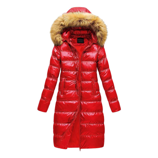 LVSANW Winter Faux Fur Collar Detachable Hood Quilted Jacket Zipper Down Solid Color Padded Coat Women Plus Size Simple Slim Outerwear